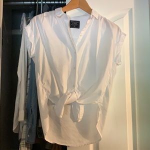 A&F white tie-front top